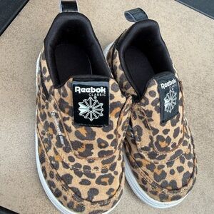 Reebok Kids Leopard Print Slip-On Sneakers - Brown/Black